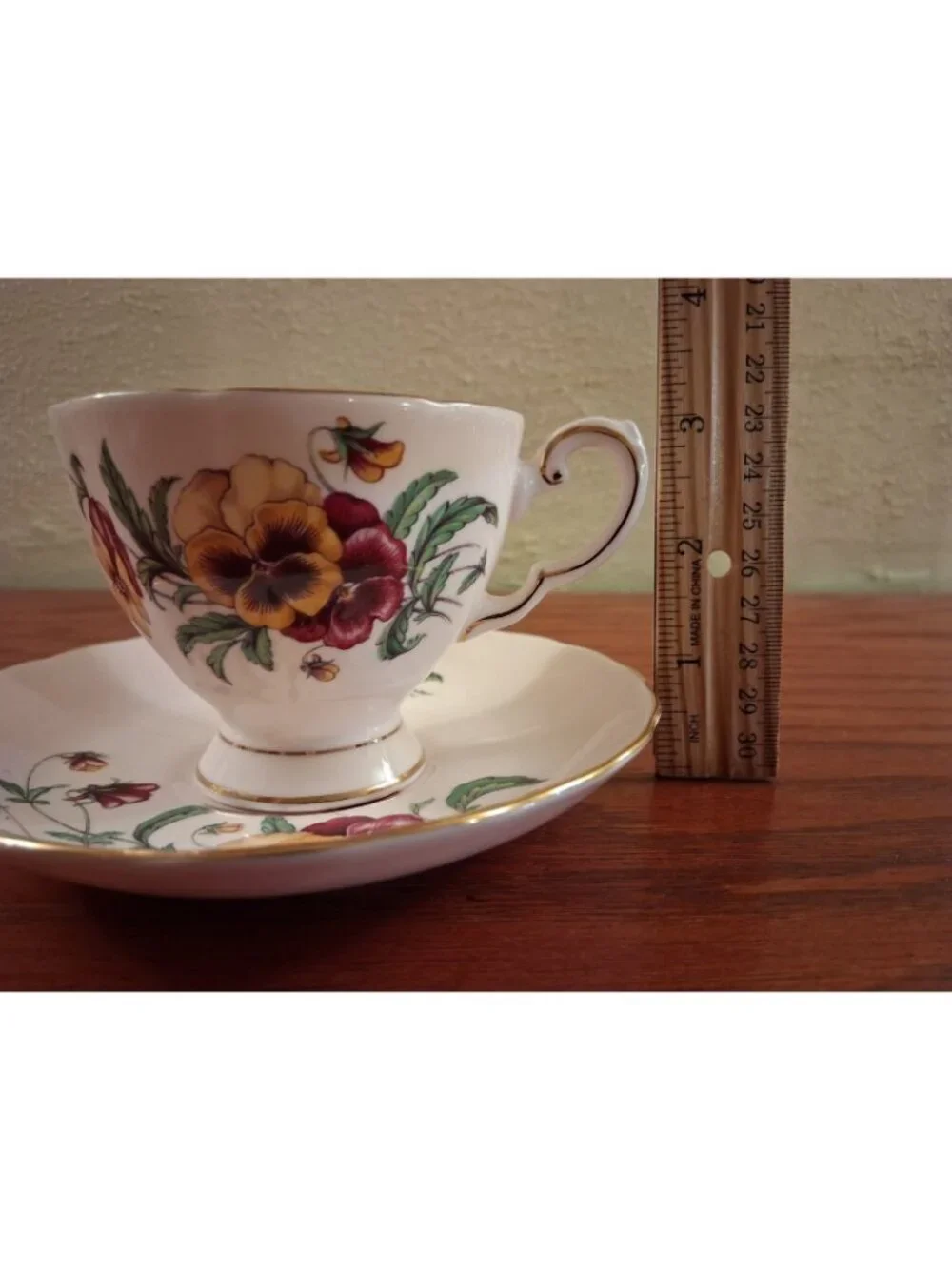 Pansy Floral Flower Teacup Vintage Tuscan Fine English Bone China Saucer Vintage